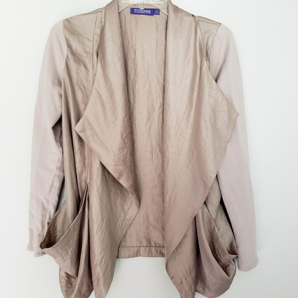 Vivienne Tam Gold Champagne Draped Boho Jacket